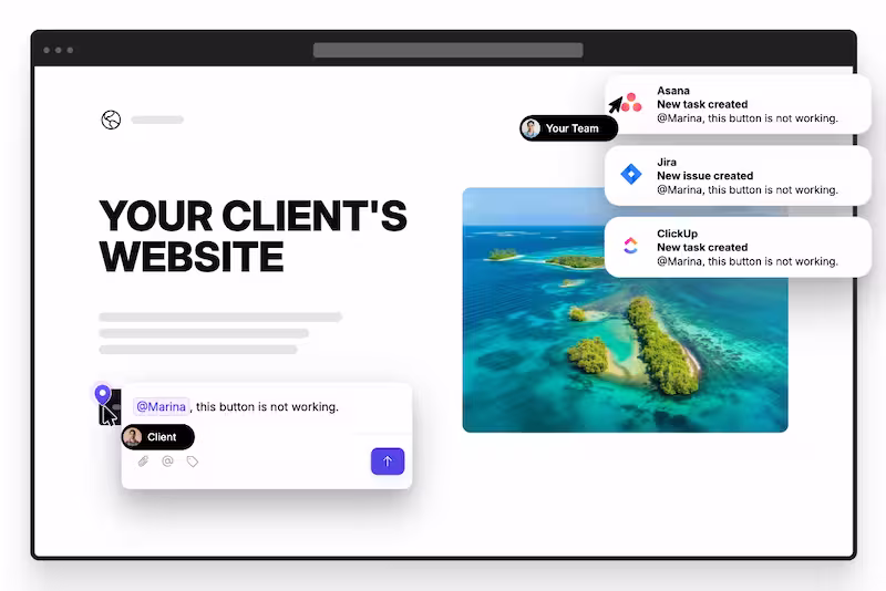 Feedbucket feedback widget pinned on a client's website