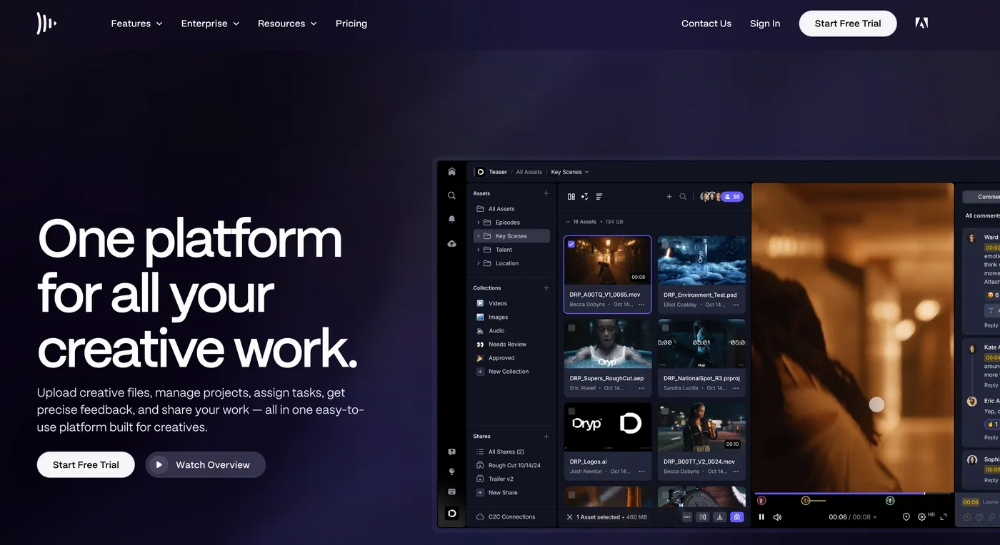 Frame.io header