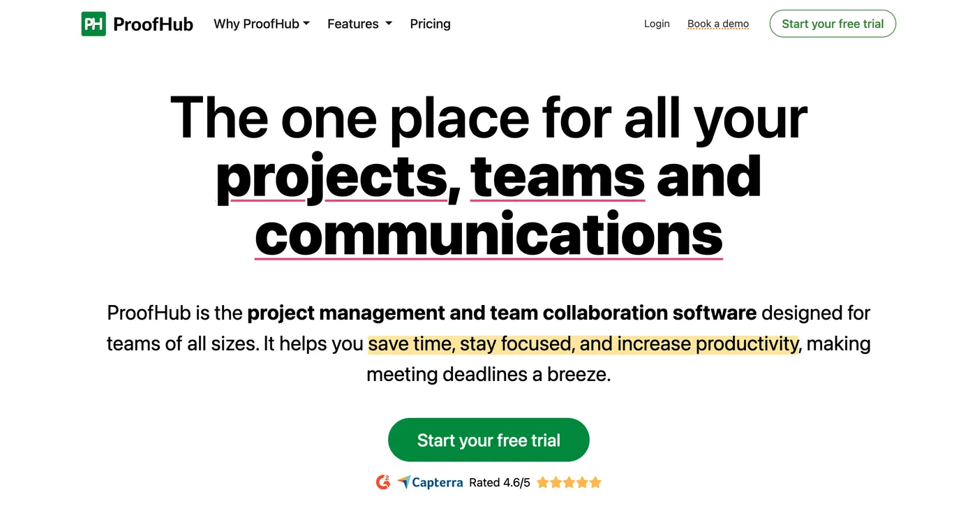 ProofHub header